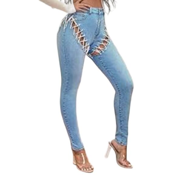 Women's Blue Skinny Jeans - Picture 1 of 13